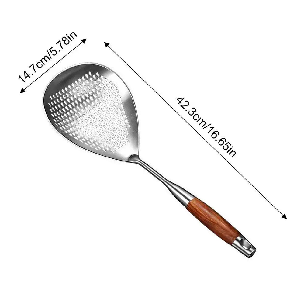 304 Stainless Steel Skimmer Strainer Slotted Ladle Mesh Deep Fryer Oil Frying Scoop