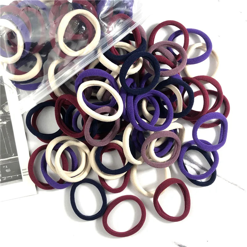 50PCS/100PCS Set Hair Bands for Women Girl Basic Rubber Ties Ropes 4cm