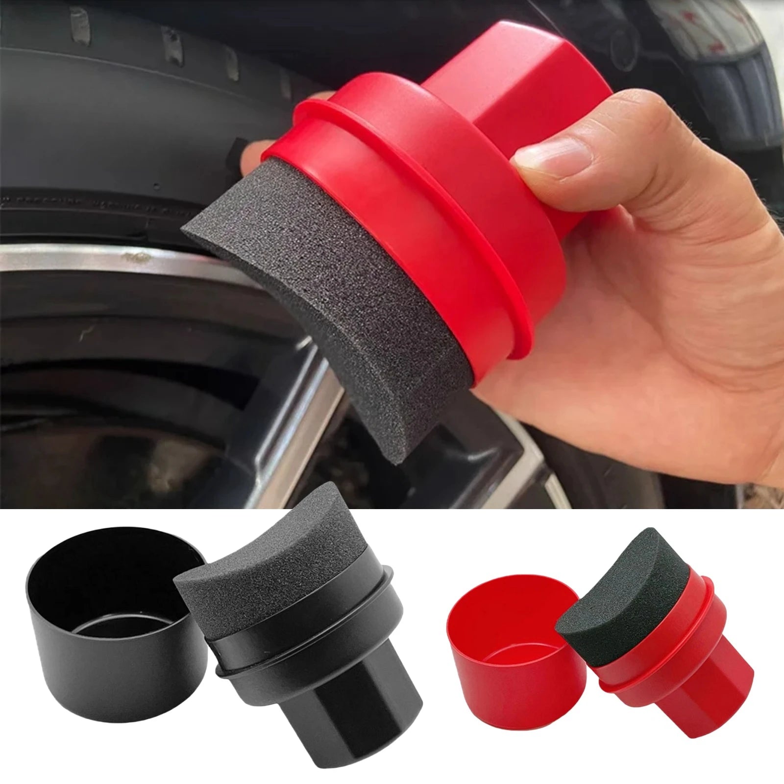 Car Tire Waxing Sponge Car Wax Applicator Pad with Lid Curved Shaped Easy Waxing