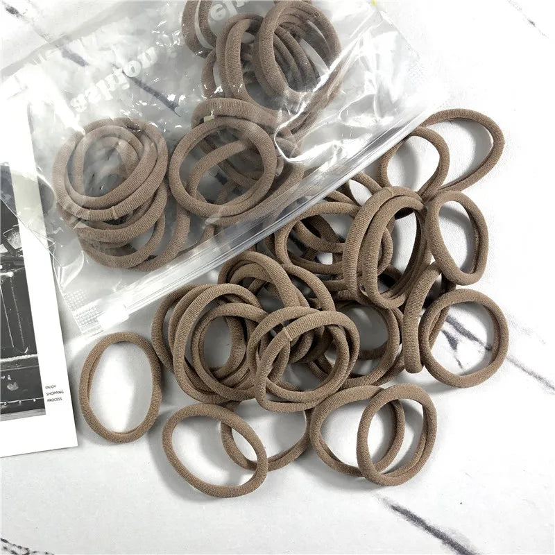 50PCS/100PCS Set Hair Bands for Women Girl Basic Rubber Ties Ropes 4cm
