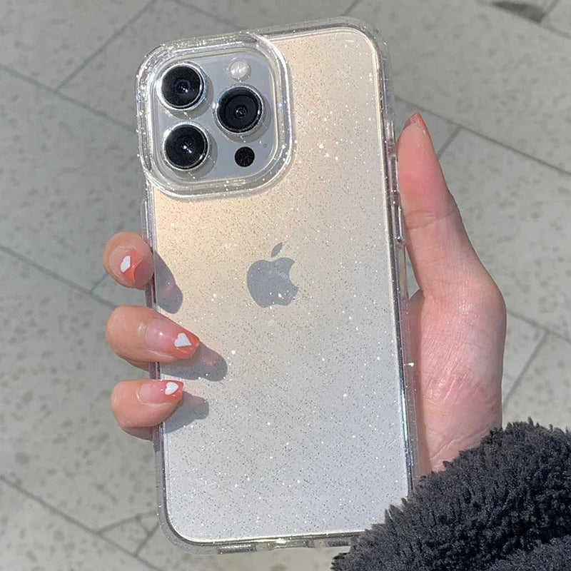 Luxury Bling Glitter Clear Phone Case for iPhone Silicone Soft Transparent Bumper Cover