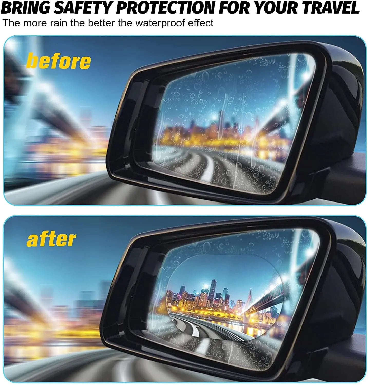 2PCS Car Sticker Rainproof Film For Car Rearview Mirror Car Rearview Mirror Rain Film Clear
