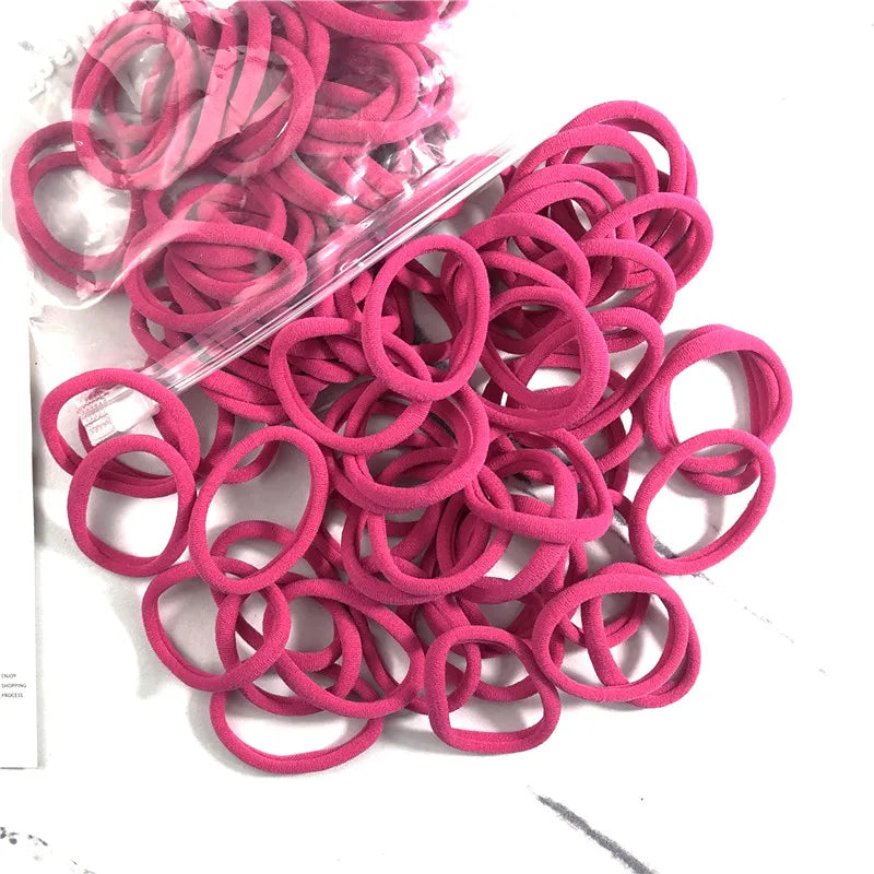 50PCS/100PCS Set Hair Bands for Women Girl Basic Rubber Ties Ropes 4cm