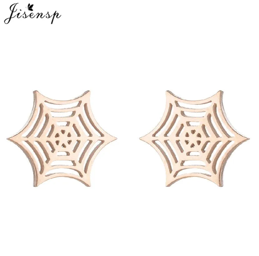 Hiphop Punk Spider Earings Fashion Women Jewelry Small Spider Web Stud Earrings Men