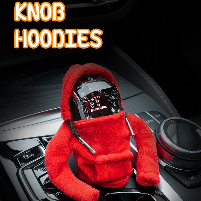 Fashion Mini Hooded Hoodie for Car Shift Lever, Polyester Pullover Headwear, Fit Interior Accessories