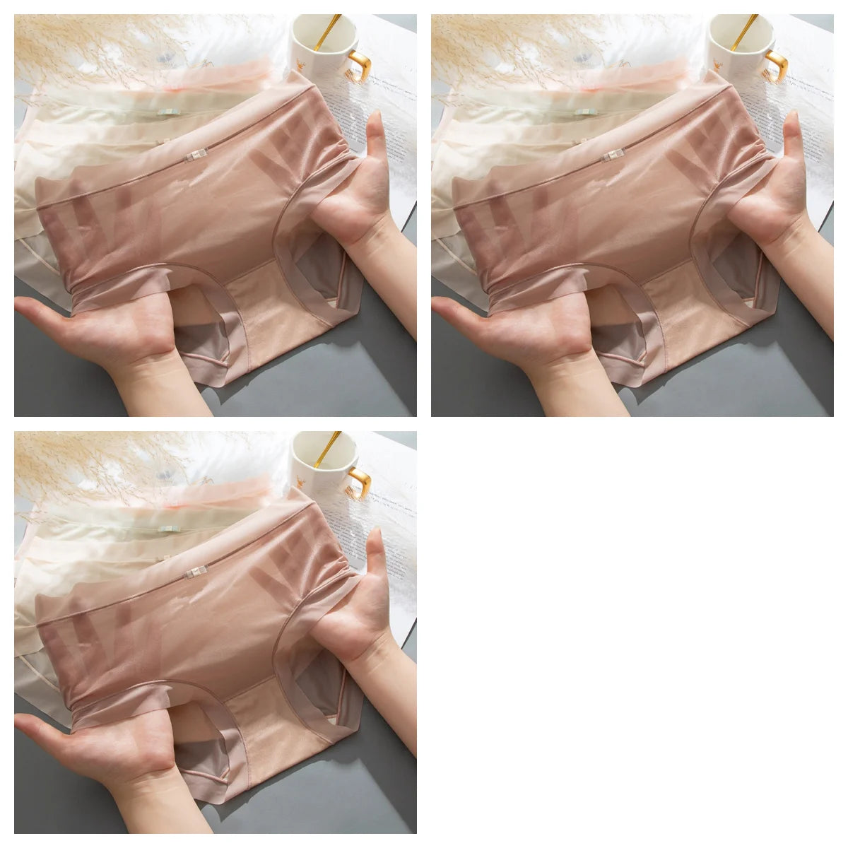 3Pcs/Set Women Thin Silky Panties Sexy Lingerie Quick Drying Briefs Female Seamless