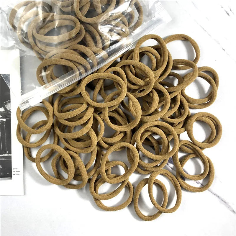 50PCS/100PCS Set Hair Bands for Women Girl Basic Rubber Ties Ropes 4cm