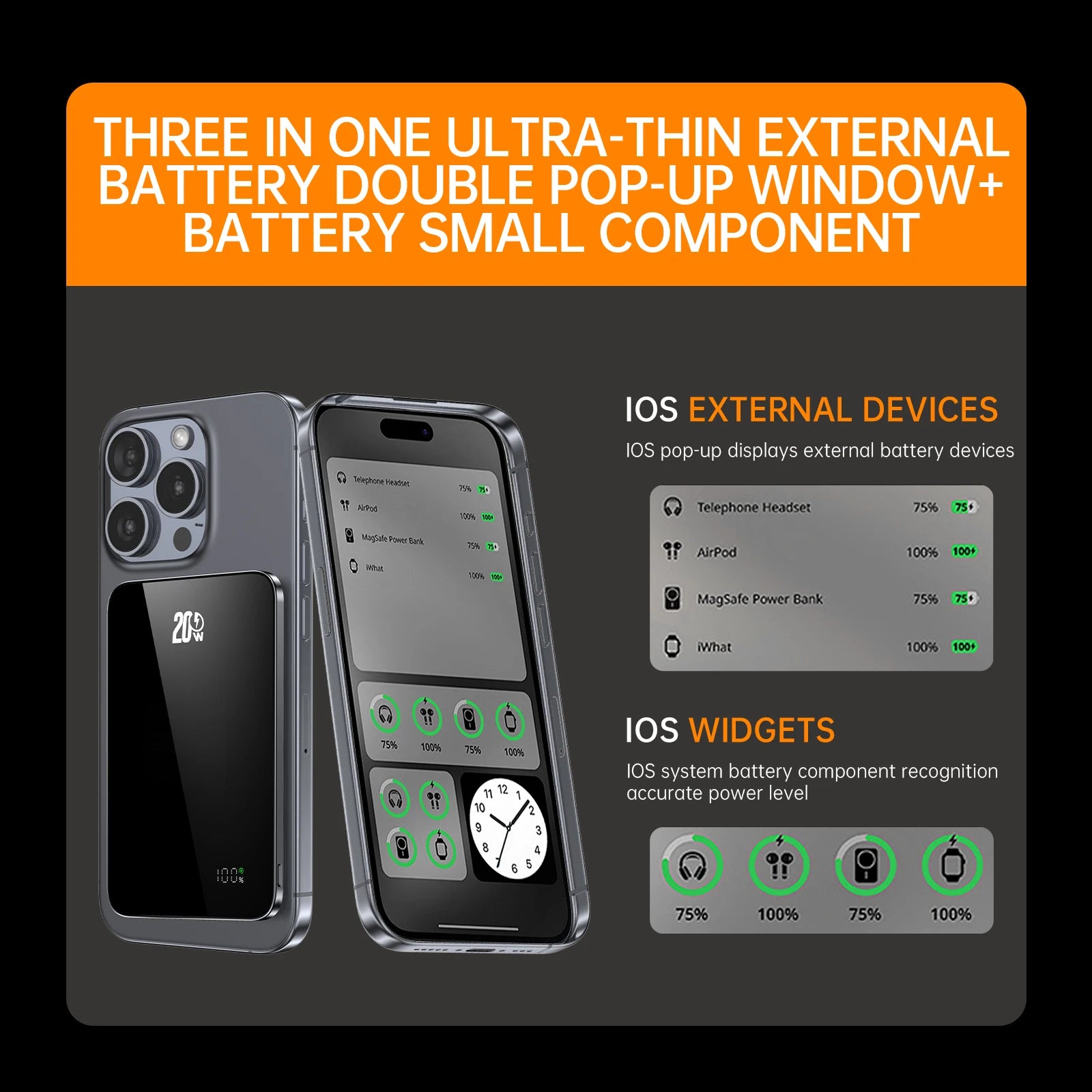New Glass Material Power banks Portable Travel Powerbank Phone Charger External battery