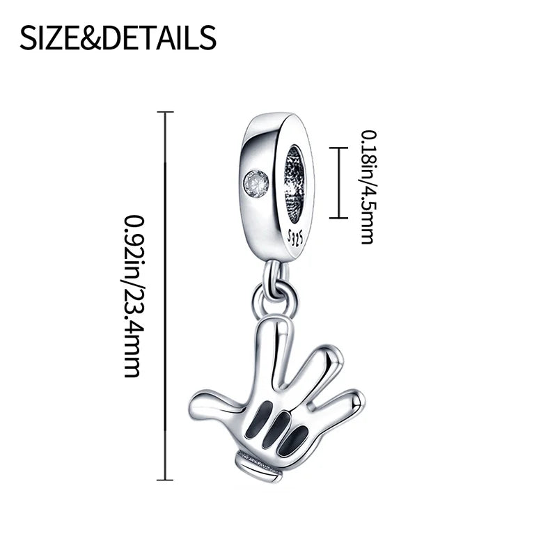 Cute Hand Pendant Charm Beads For Original 3mm 925 Silver Bracelet Necklace DIY