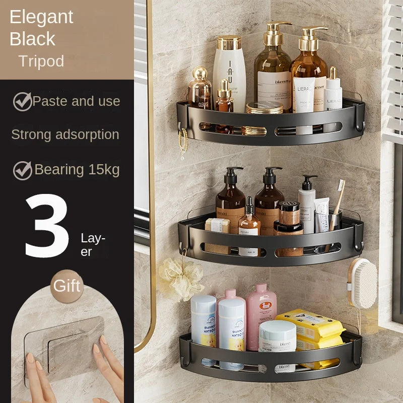 1/2/3pcs Adhensive Bathroom Shampoo Holder Shower Caddy Shelves Storage No Drill Shelf