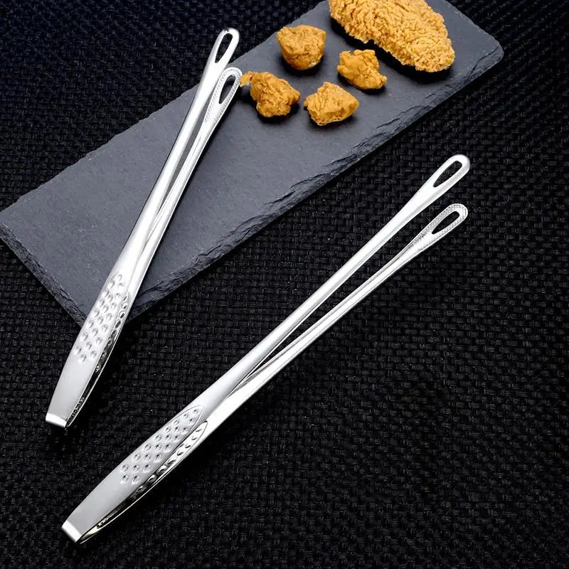 24CM/28CM Stainless Steel Food Tongs Long Handle Non-Slip Barbecue Tongs