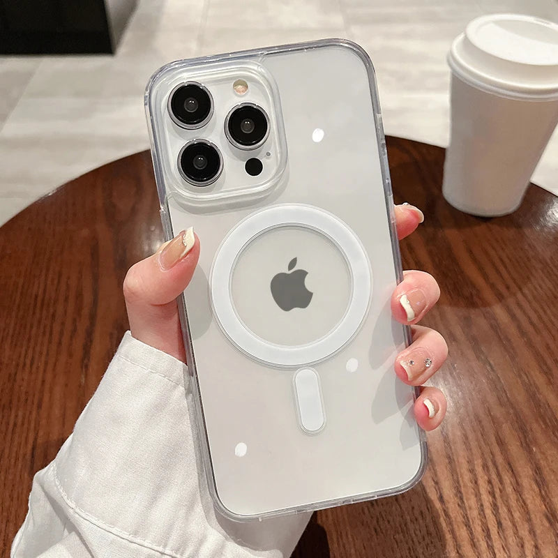 Magesafe Magnetic Transparent Wireless Charge Case For iPhone