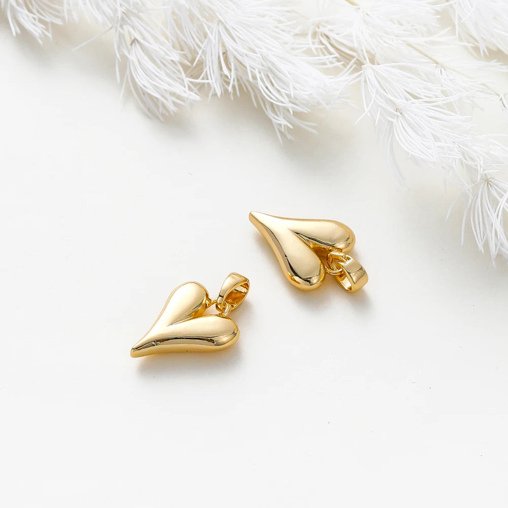4pcs 18K Gold Plated Small Peach Heart Charms For Jewellery Making DIY Earrings