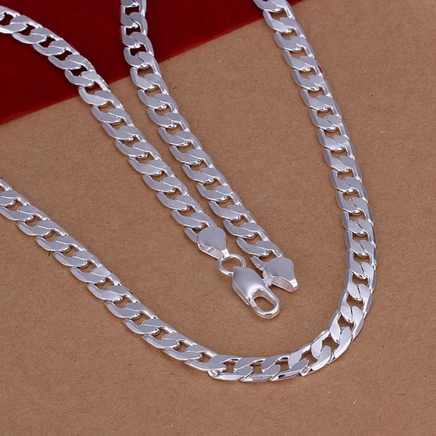 Fine 925 Sterling Silver Necklace exquisite noble luxury gorgeous charm fashion 6MM men solid