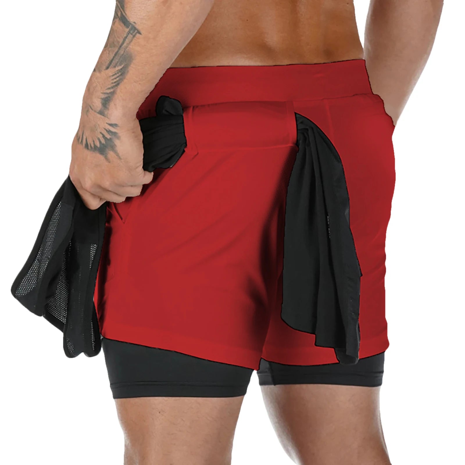 Men Running Shorts 2 In 1 Double-deck Sport Shorts Sportswear Gym Fitness Shorts