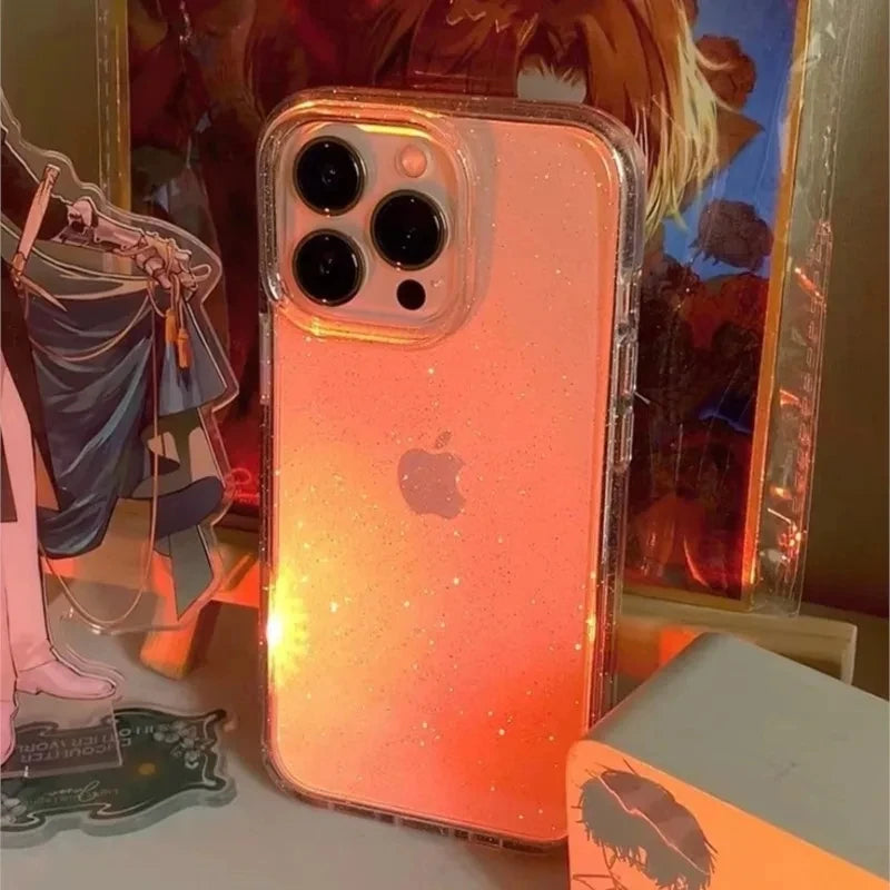 Luxury Bling Glitter Clear Phone Case For iPhone Shockproof Transparent Soft Cover