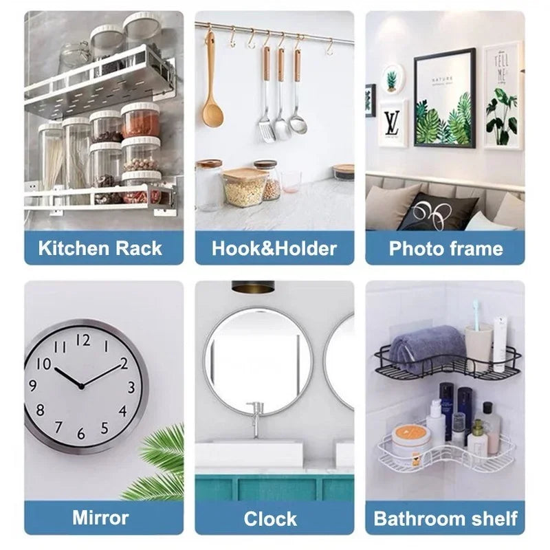 10pcs Punch Free Screws Hook Hanger Screw Free Sticker Wall Adhesive Hooks for Mount Wall