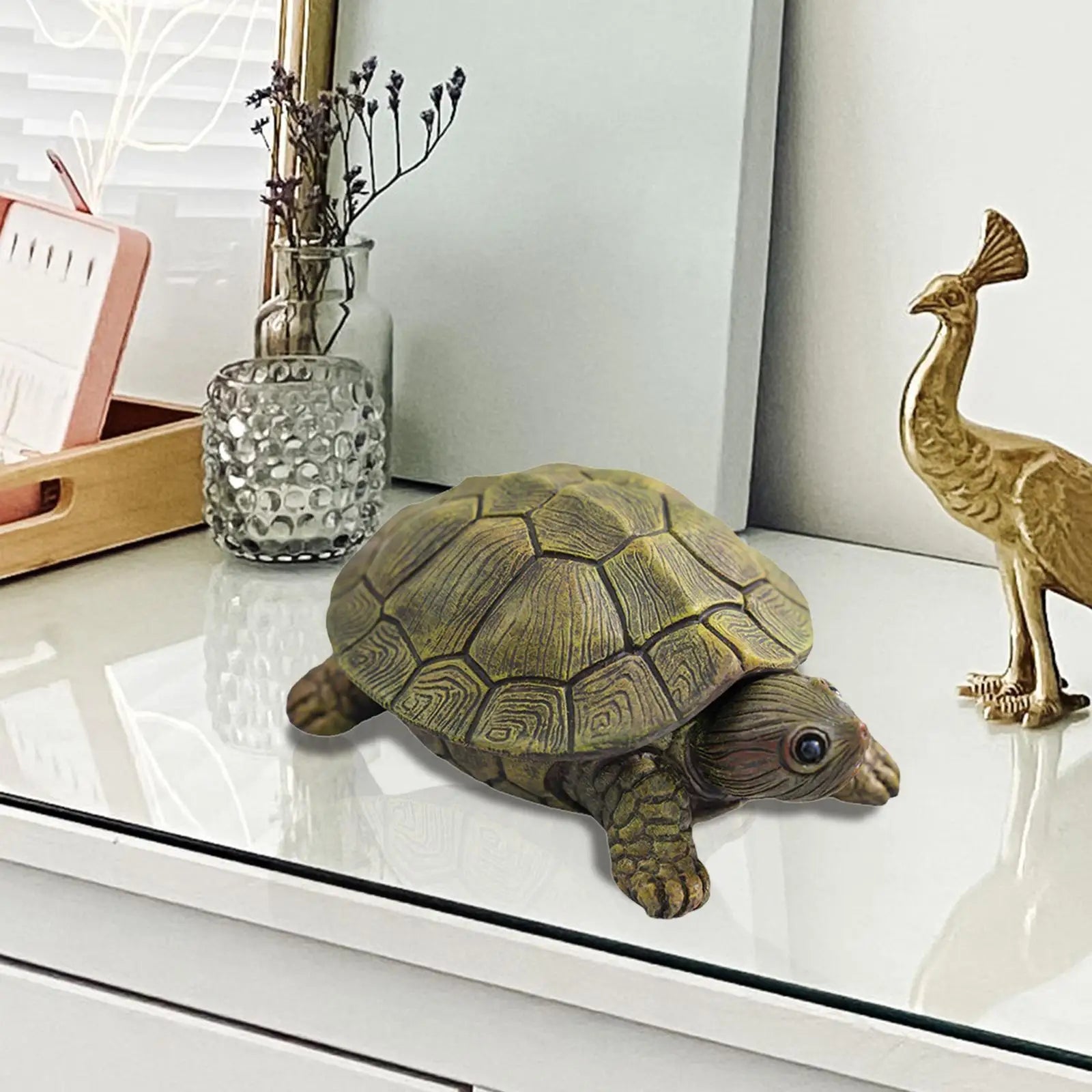 Jewelry Box Necklace Earrings Bracelets Decor Holder Turtle Figurine