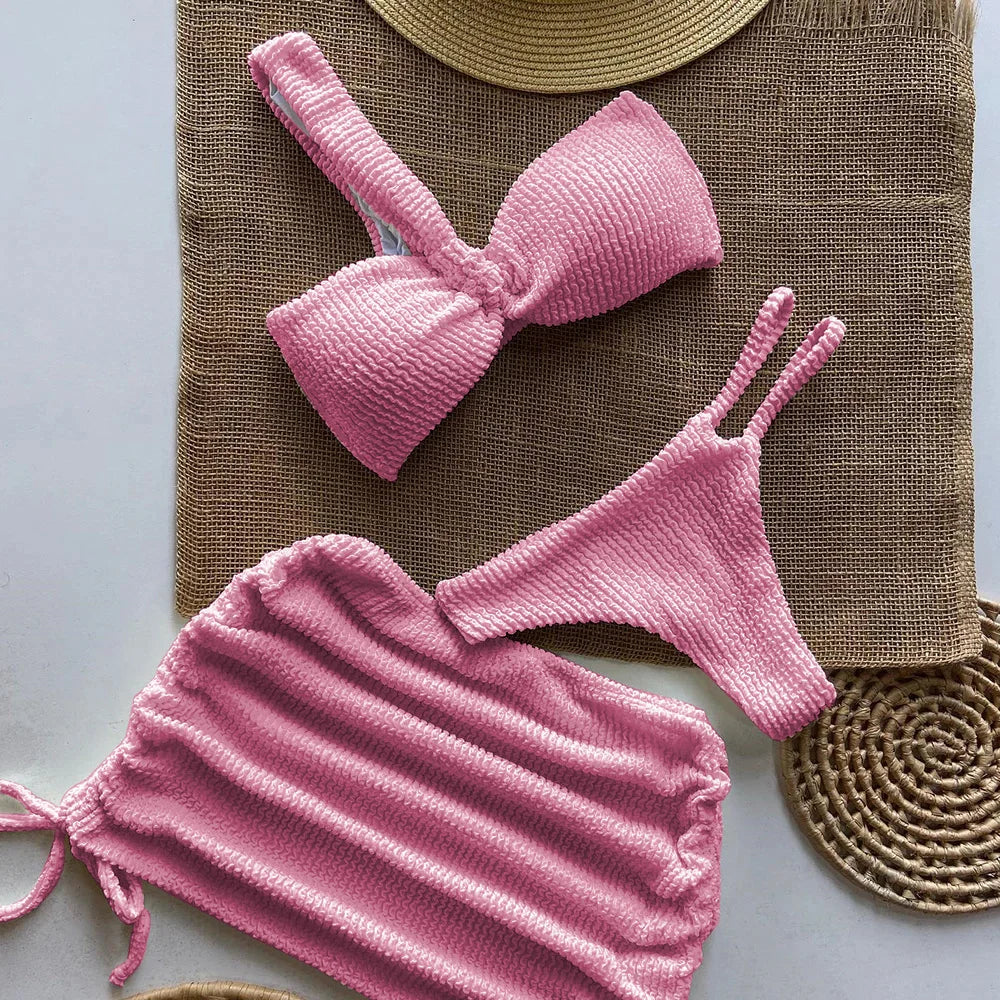 Sexy 3 pieces Micro Bikini 2025 Women Swimsuit Female Swimwear Thong Bikinis Set