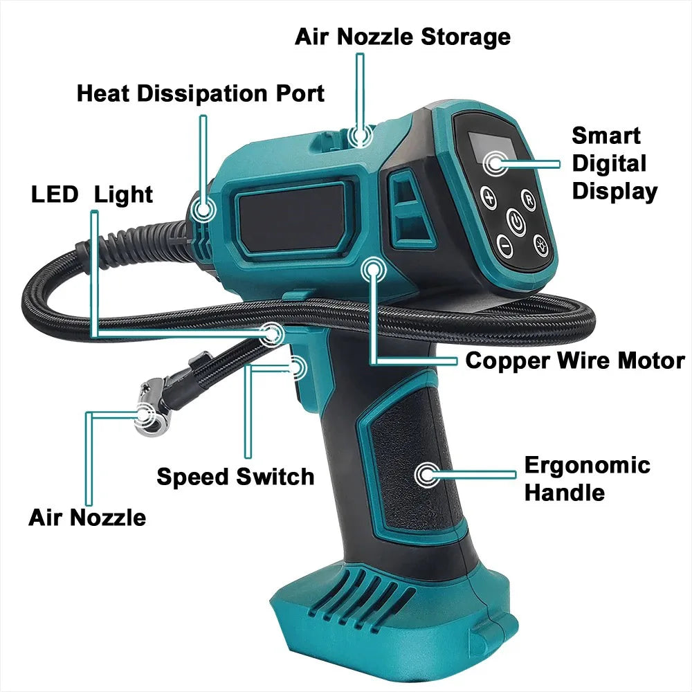 600mm Automatic Cordless Inflator Electric Air Pump Car Tire Handheld Air Compressor