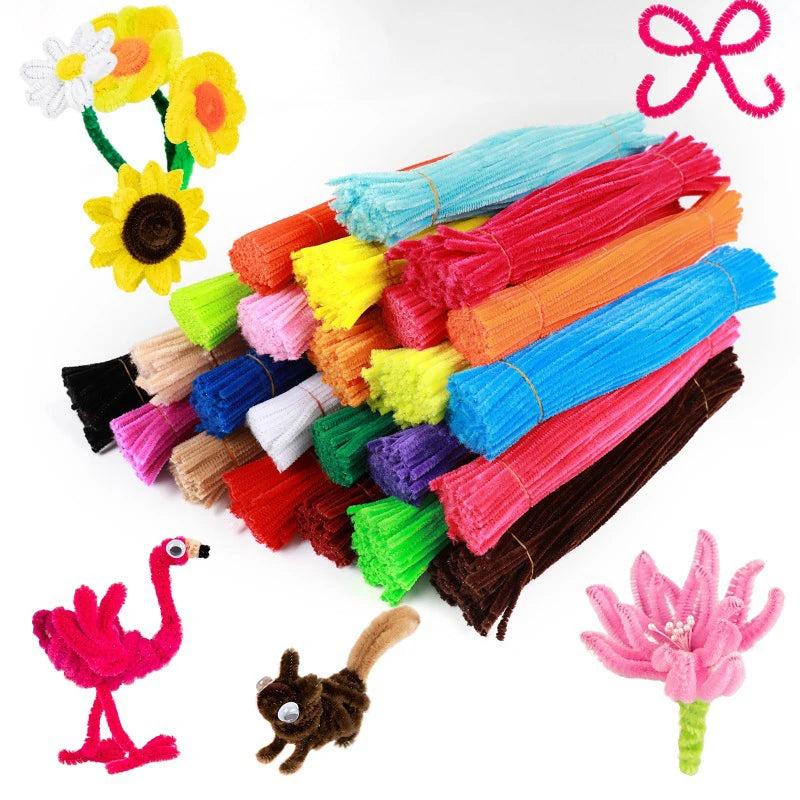 50PCS 30cm Chenille Stems Pipe Cleaners Kids Plush Educational Toy Colorful Pipe