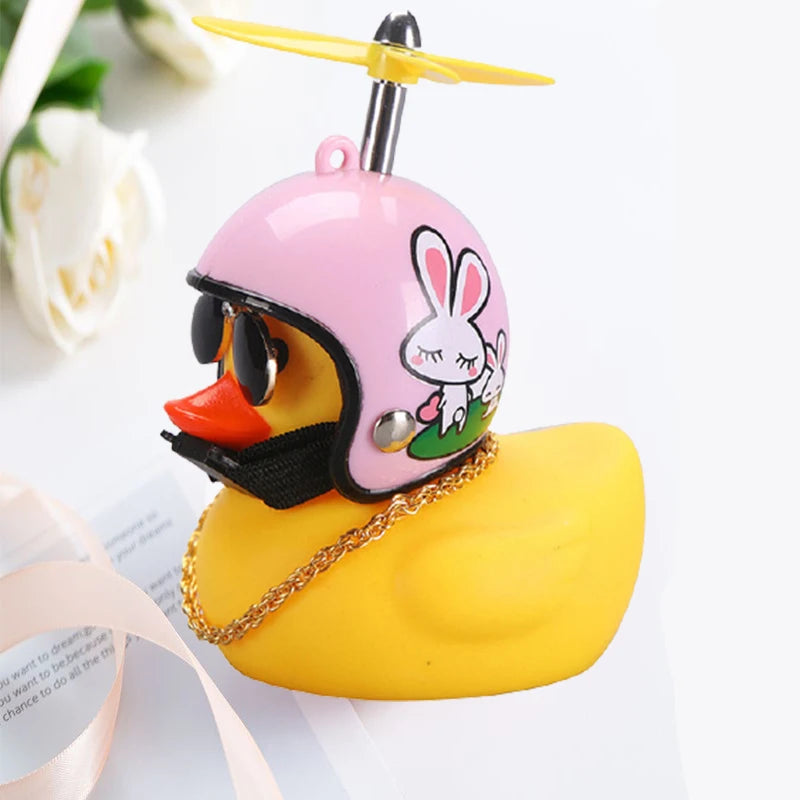 Car Duck With Helmet Broken Wind Pendant Small Yellow Duck Road Bike Motor Helmet Riding