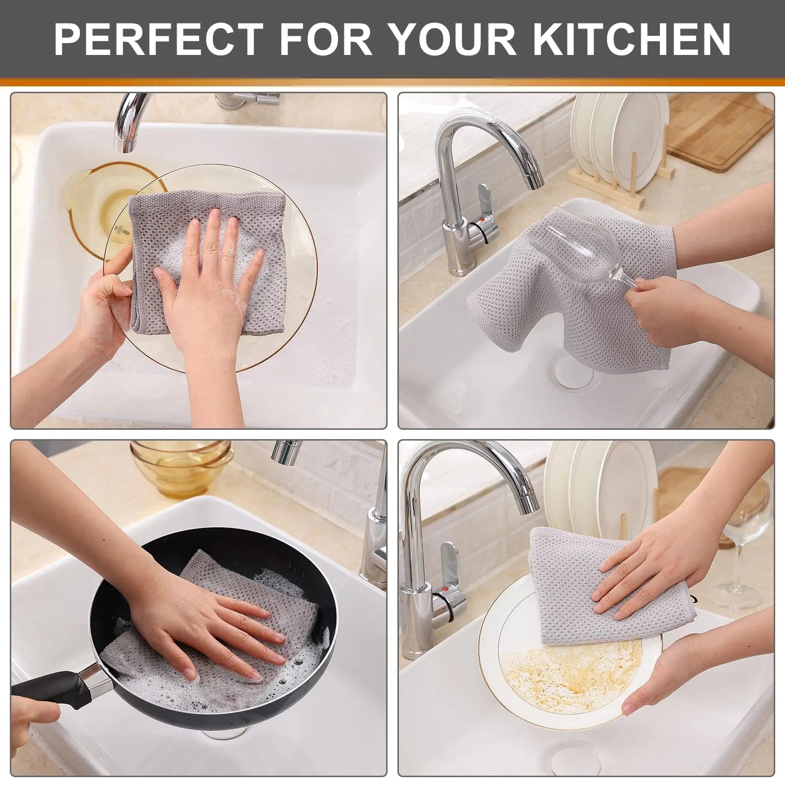 Olanly 100% Cotton Kitchen Towel Super Absorbent Dishcloth Home Cleaning Rags For Kitchen Quick