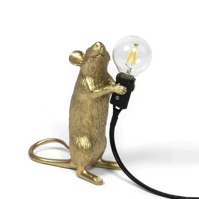 Nordic Cartoon Mouse Resin Night Lamp, Resin Animal Rat, Home Decor, Bedside Lighting
