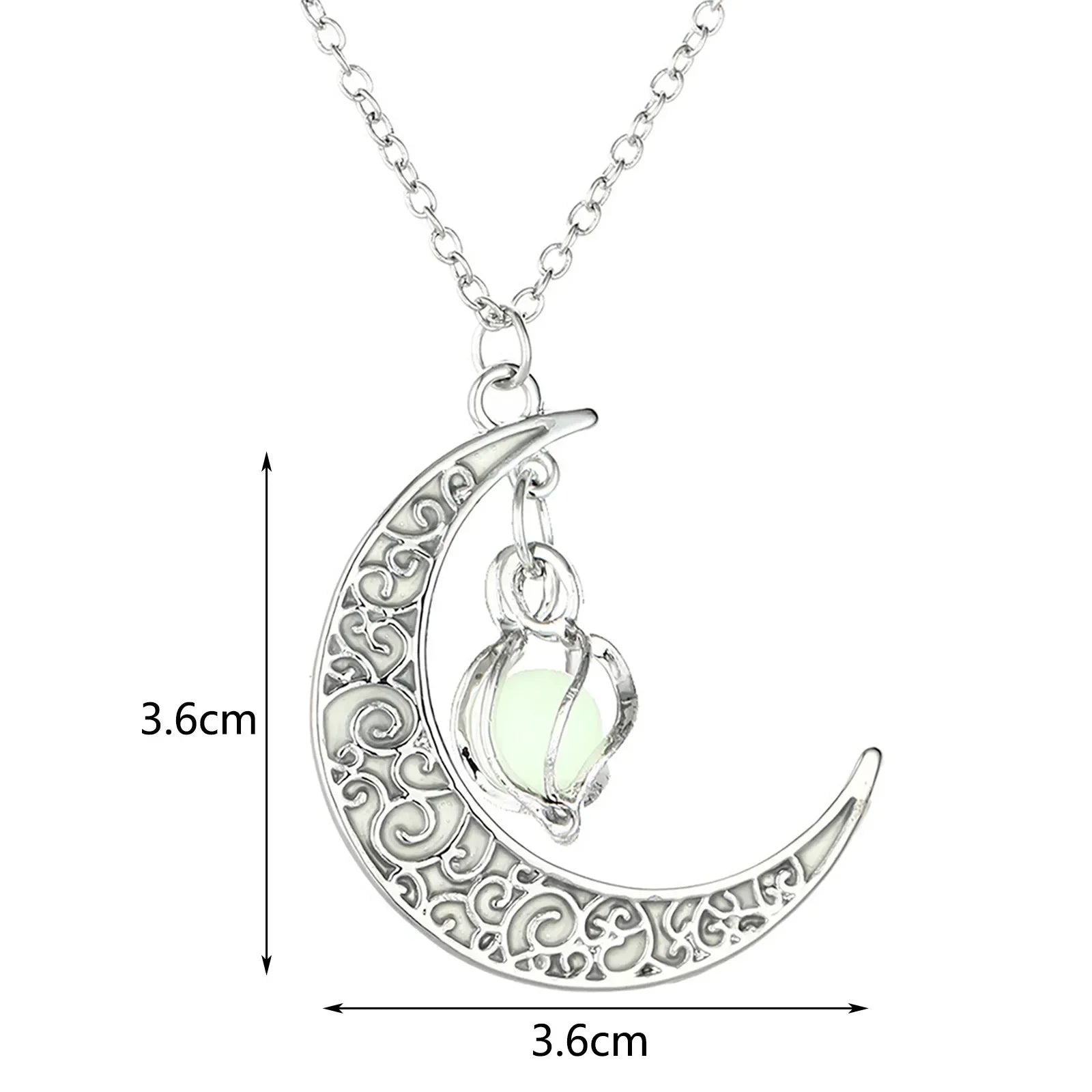Womens Teen Girls Luminous Moon Necklace Moon Pendants Chain Choker Glow in The Dark
