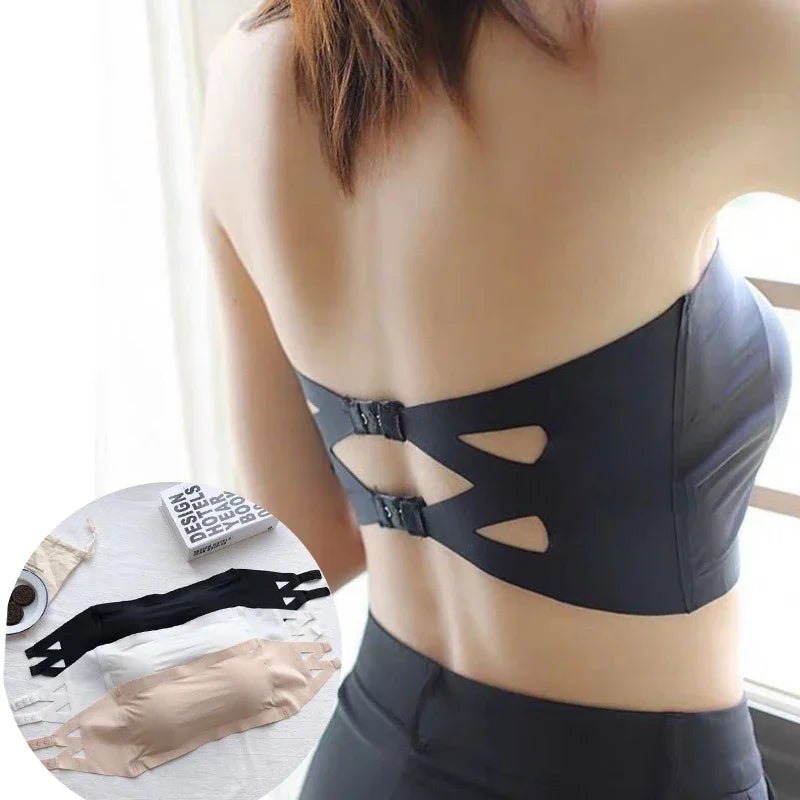 Seamless One-piece Tube Tops Women Removable Pads Intimates Basic Black/White/Skin