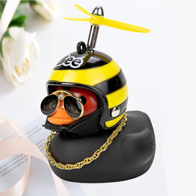 Car Duck With Helmet Broken Wind Pendant Small Yellow Duck Road Bike Motor Helmet Riding