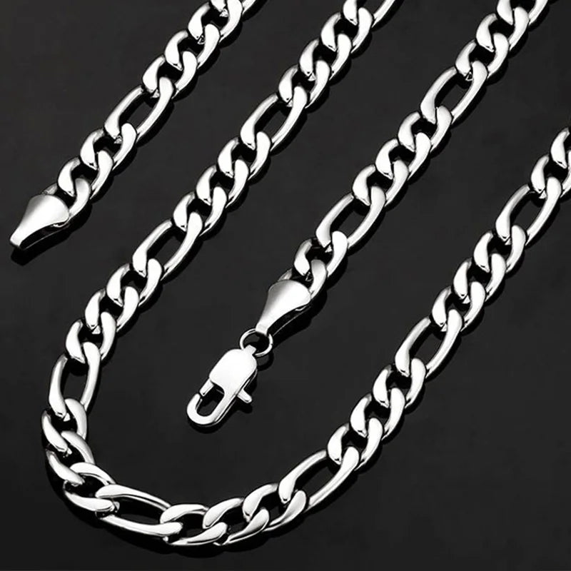 925 Sterling Silver 40-75cm Figaro Chain Necklace Men Women Fashion Simple Chain