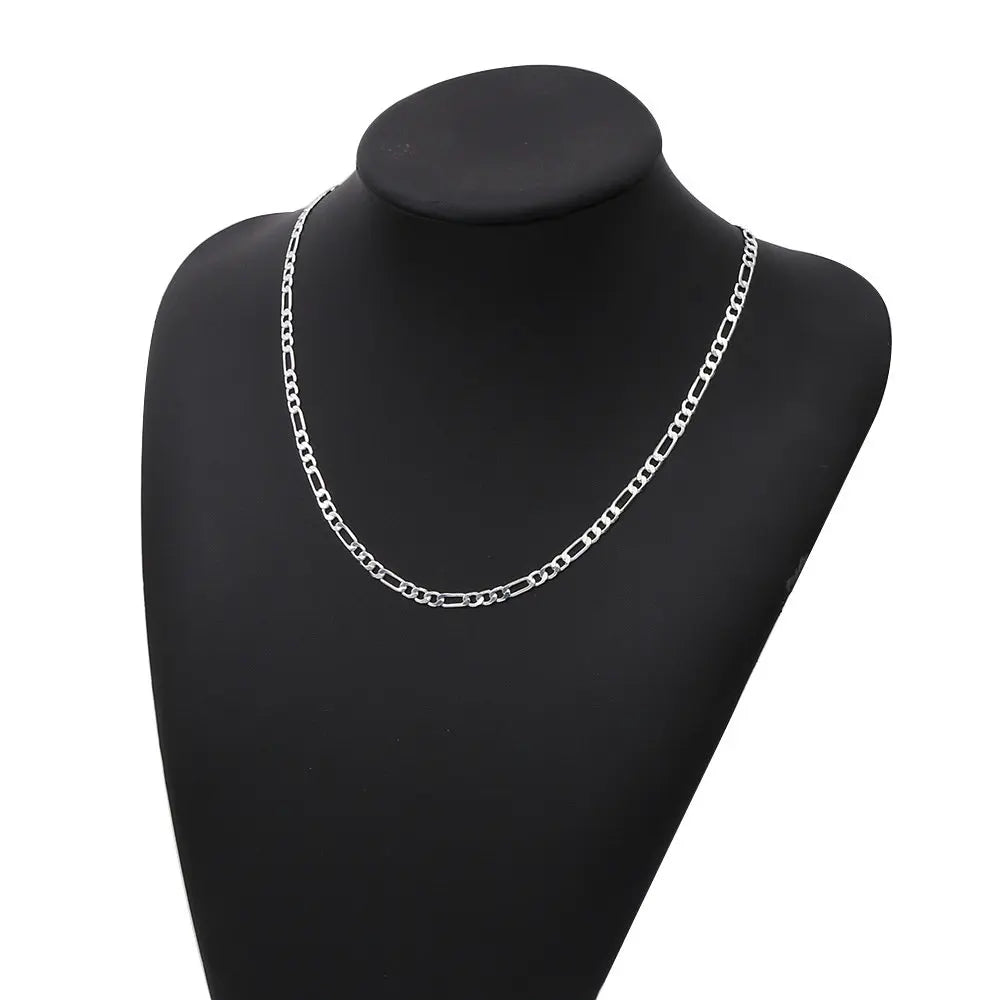 925 Sterling Silver 40-75cm Figaro Chain Necklace Men Women Fashion Simple Chain