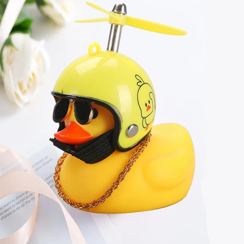 Car Duck With Helmet Broken Wind Pendant Small Yellow Duck Road Bike Motor Helmet Riding