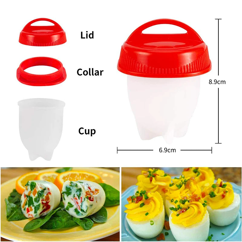 6PCS Egg Cooking Tool Non Stick Silicone Steaming Egg Cup Boiled In Water Egg Cup