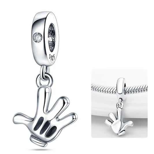 Cute Hand Pendant Charm Beads For Original 3mm 925 Silver Bracelet Necklace DIY