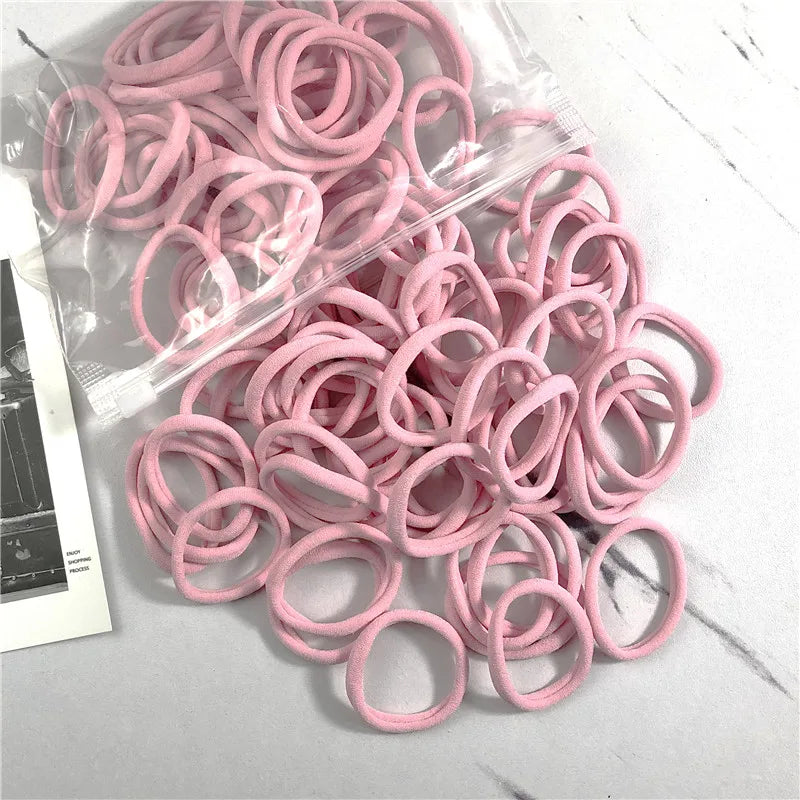 50PCS/100PCS Set Hair Bands for Women Girl Basic Rubber Ties Ropes 4cm