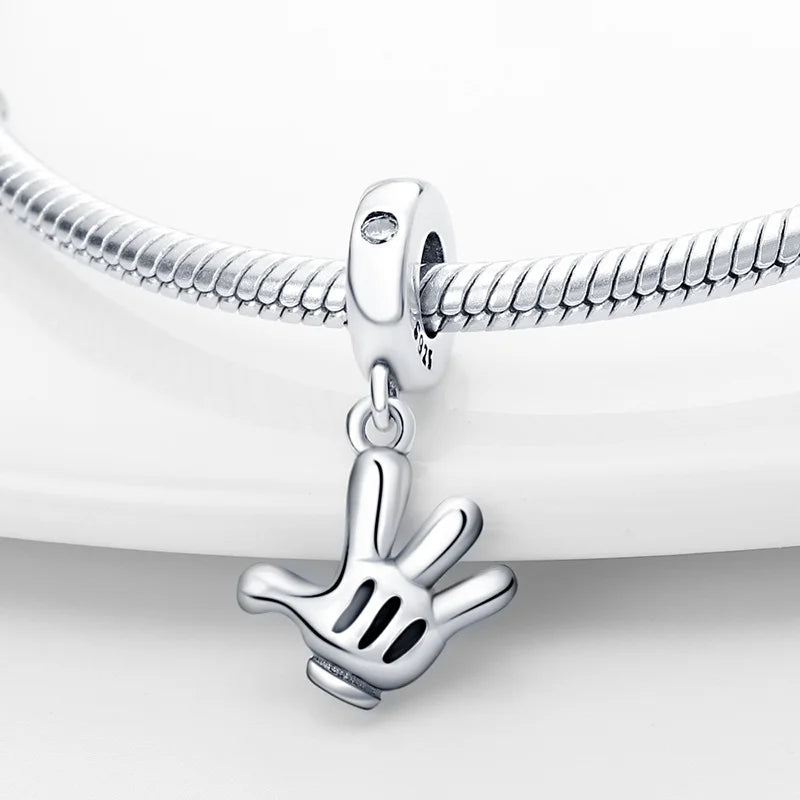 Cute Hand Pendant Charm Beads For Original 3mm 925 Silver Bracelet Necklace DIY