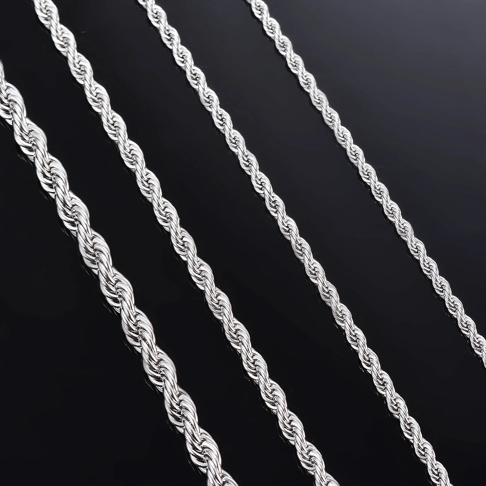 1 piece 925 sterling silver Width 2mm/3mm/4mm Rope Chain Necklace/Bracelet For Men