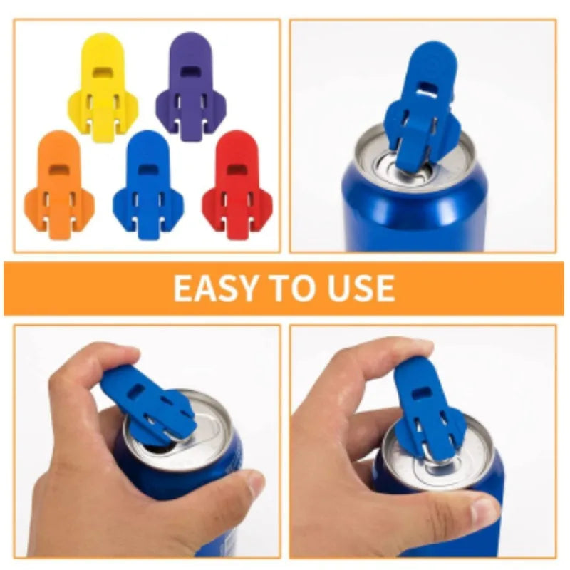 6PCS Easy Can Opener Bottle Opener Plastic Drink Lid Random Color Easy To Use