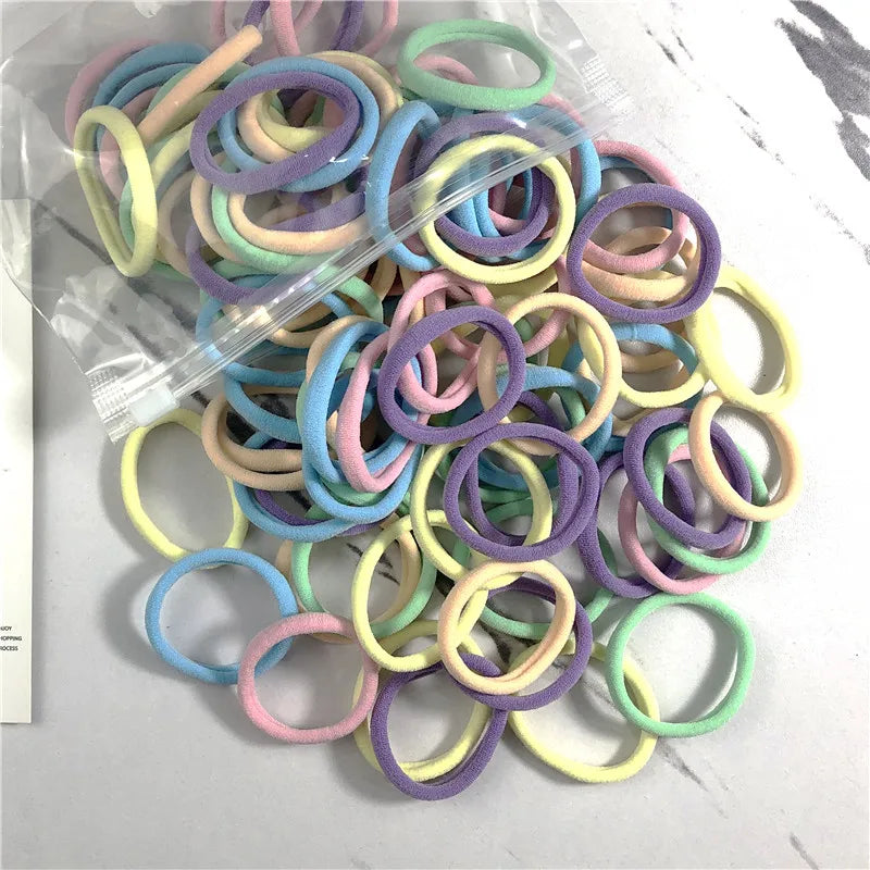50PCS/100PCS Set Hair Bands for Women Girl Basic Rubber Ties Ropes 4cm