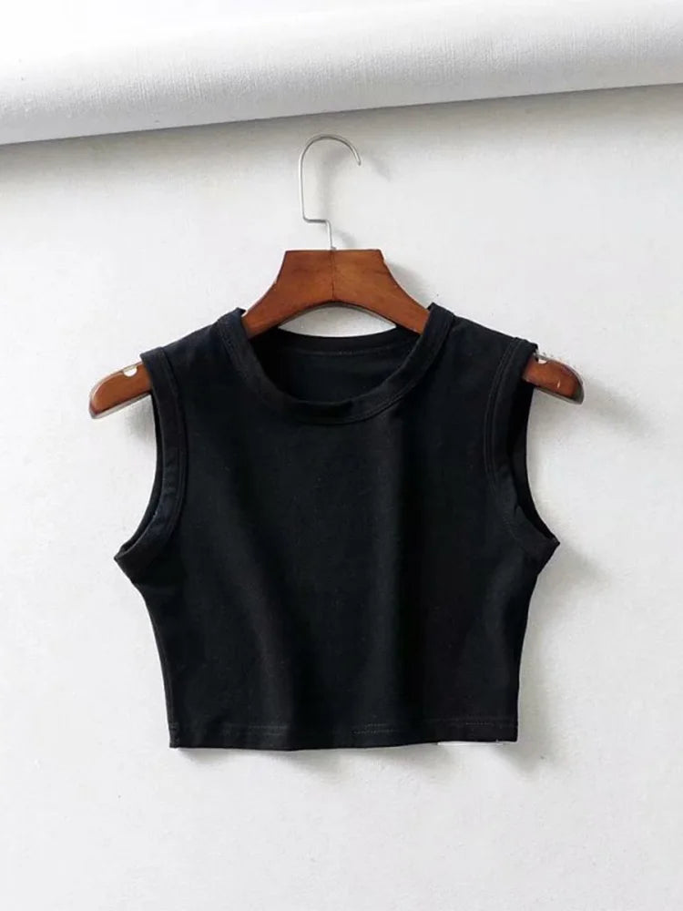 2024 Summer vintage white crop tops women biker black punk sexy tank top