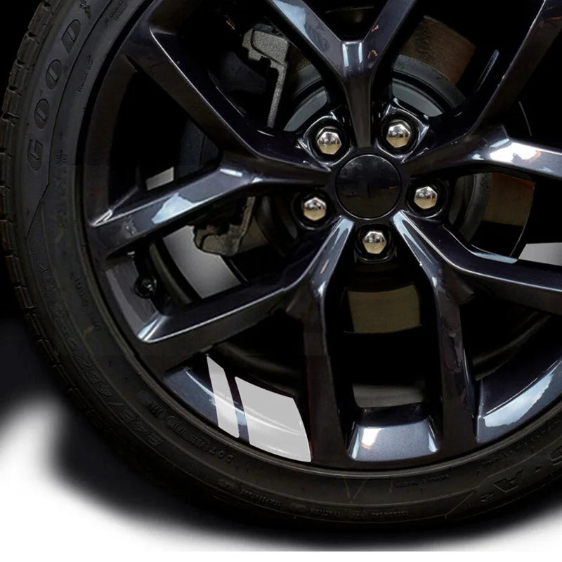 6Pcs Car Sticker Reflective Wheel Hub Decals Resistant Cover Exterior Accessory Car Decor