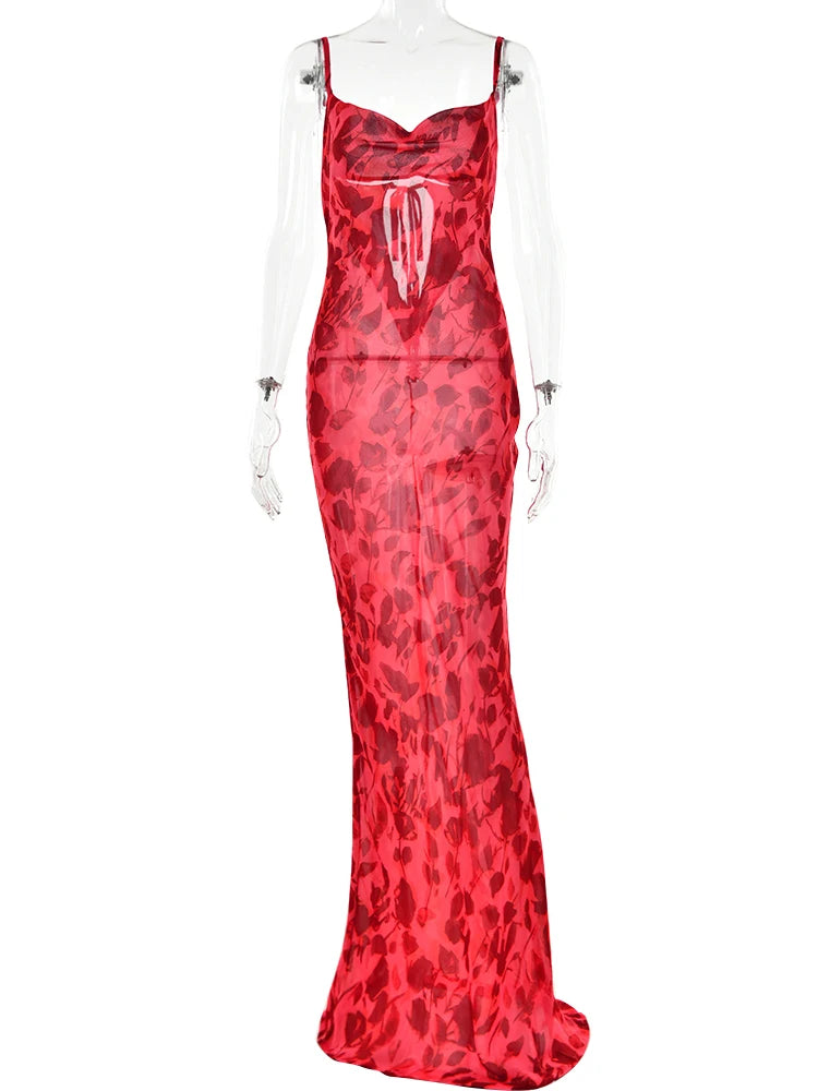 Julissa Mo Leopard Print V-Neck Sexy Bodycon Long Dress Women Lace Up Backless