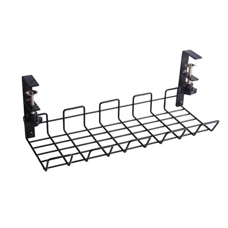 Under Table Storage Rack Metal Cable Management Tray Home Office Desk Wire Organizer