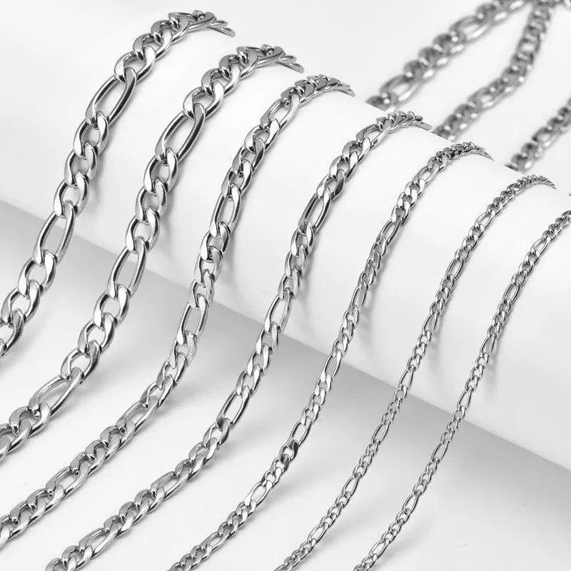 925 Sterling Silver 40-75cm Figaro Chain Necklace Men Women Fashion Simple Chain