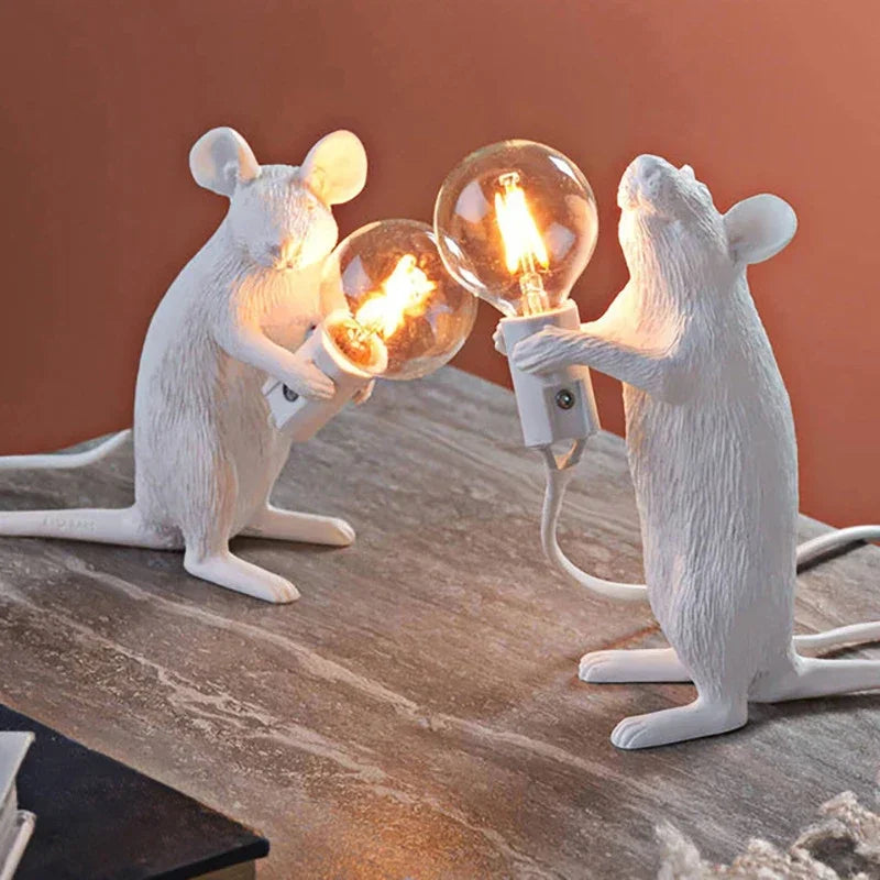 Nordic Cartoon Mouse Resin Night Lamp, Resin Animal Rat, Home Decor, Bedside Lighting