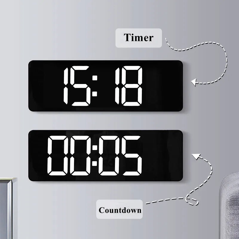 Large Digital Wall Clock Remote Control Temp Date Week Display Power Off Memory Table Clock