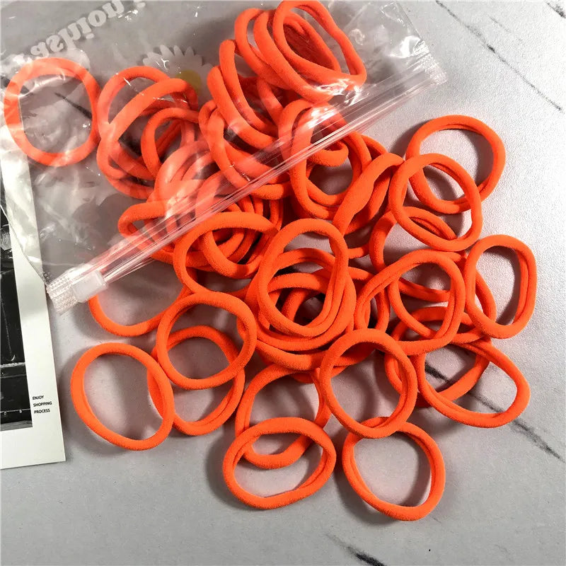 50PCS/100PCS Set Hair Bands for Women Girl Basic Rubber Ties Ropes 4cm