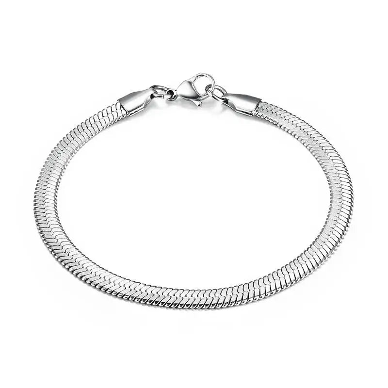 3/4/5MM Stainless Steel Snake Chain Bracelet For Women Men Classic Gold Color Charm